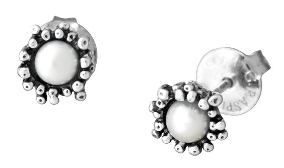 Giovanni Raspini Orecchini Blossom 11940 – Argento 925 Brunito E Perle Rosa D'Acqua Dolce – Gioiello Fatto A Mano In Italia